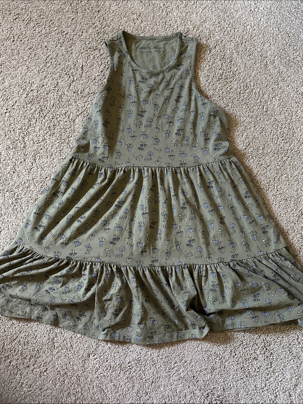 Life Is Good Olive Green Floral Casual Dress